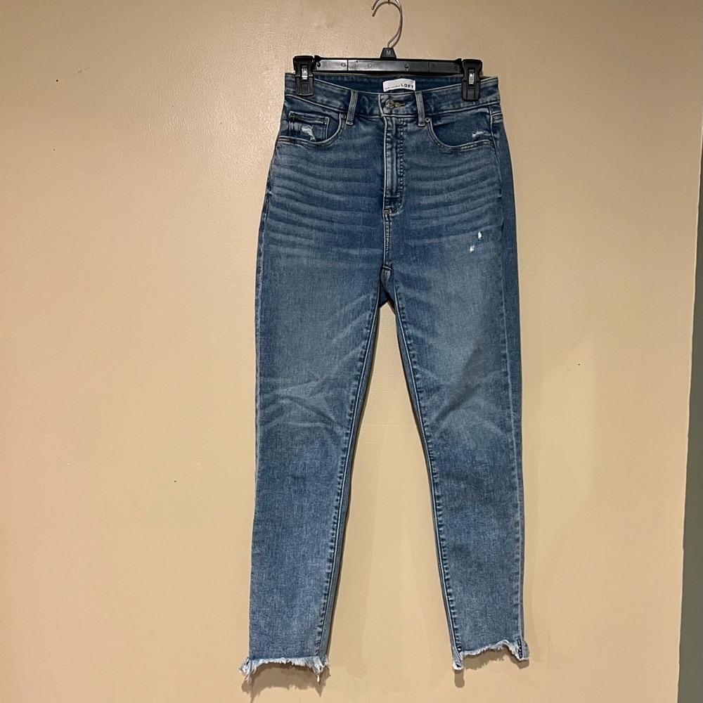 Loft Womens Size 26 Medium Wash The Curve Skinny Rae Hem Denim Jeans